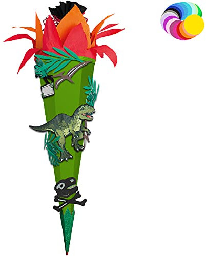 alles-meine.de GmbH Bastelset - Schultüte Farbe & Größe wählbar 70/85 / 100 cm - Dinosaurier - Tyrannosaurus Rex - Farbe frei wählbar - Bastelschultüte - Zuckertüte zum sel..