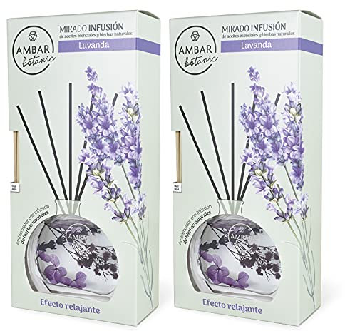 Ambar Botanic Ambientador Mikado Infusión (Pack 2 uds. x 75 ml) - Líquido - Lavanda