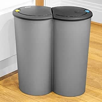 Vision4ever Circular Double Recycling Waste Bin Duo Rubbish Plastic Disposal ( 2 x 25L )