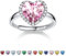 Bestyle Mondstein Ring Silber 925 Damen Verstellbare Ringe mit Geburtsstein Oktober Fingerringe Herz-Ehering Turmalin Schmuck für Mädchen