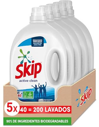 Skip Detergente Líquido Active Clean para Lavadora con Ingredientes de Origen Vegetal 200Lavados (5x 40 Lavados)