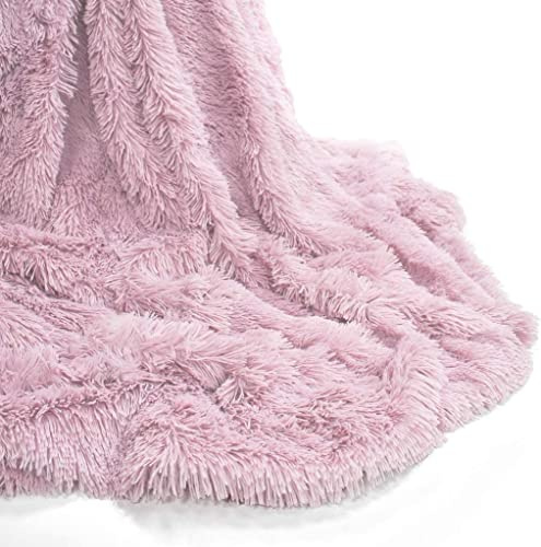 NIGHTZONE Teddy Soft & Snug Fur Throw Blanket With Reversible Plain Sherpa Teddy Fleece Luxury Fluffy Fur Throw Blanket (Pink, 150 x 200 cm)