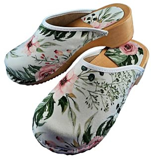 FUTURO FASHION® - Zuecos de Cuero auténtico con Suela de Madera - para Mujer - Colores Lisos Unisex - Tallas 36-42