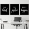 Stay Positive Zitat Schwarze Drucke Work Hard Make it Happen Motivierende Wandkunst auf Leinwand, Poster, Bürodekoration, 15,7 Zoll x 19,6 Zoll (40 x 50 cm) x 3 , kein Rahmen