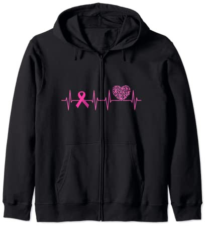 Octobre rose cancer du sein battement de coeur ruban femme Sweat à Capuche