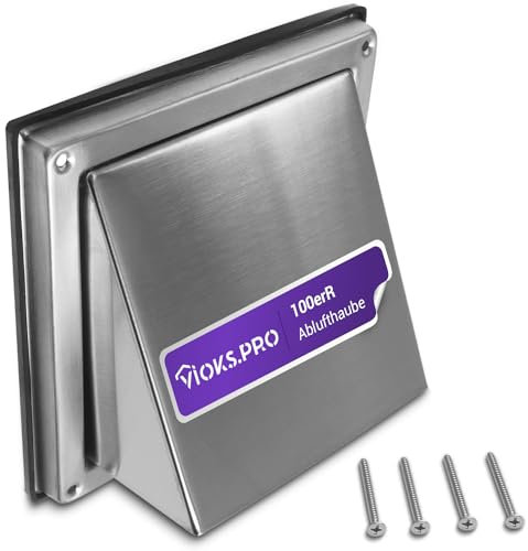 Vioks.pro Lüftungsgitter Edelstahl mit Rückstauklappe - Abdeckung Dunstabzug Außen, Dunstabzug Klappe für 100er Rund-Anschlusssystem