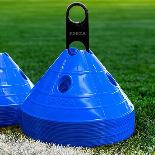 FORZA Football SuperCone Training Marker Domes [Pack of 20] - Jumbo 14cm Cones for Speed & Agility Drills - Durable Weatherproof PVC - 8 Colour Options