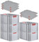 PROREGAL SuperSparSet 5x Eurobox NextGen Color mit Auflagedeckel & Schiebeschnappverschlüsse, HxBxT 32x40x60cm, 65L, Griffe rot offen, Verstärkter Boden, Eurobehälter Transportbox Transportbehälter