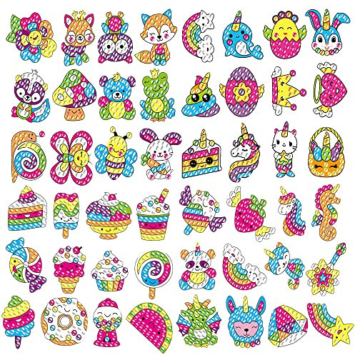 QCHMM DIY Diamand Painting Tiere Set, Diamant Malerei Kits, 5D Tiermalerei Tiere Diamant Aufkleber Kits, DIY Diamant Painting Spielzeug Kits (48 Stücke Diamantmalerei Aufkleber)