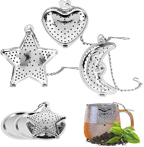 3 Teesieb für losen Tee, Edelstahl, loser Tee-Ei mit verlängerter Kette, Teefilter für losen Tee, tolles Geschenk für Teeliebhaber,Fine Mesh Tea Sieb Ideal für alle Teesorten Schwarztee Saft