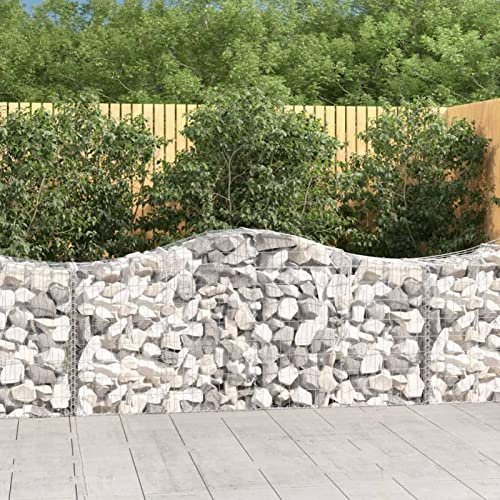 GuyAna Gabionen mit Hochbogen 4 STK. 200x50x80/100 cm Verzinktes Eisen Zaun Gabionen WasserzapfsäUle Garten Pflanzsteine Beton Garten Stapelbar Gabionenzaun Gabionen