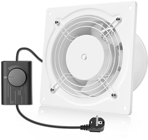 Hon&Guan Abluftventilator ø150mm mit Geschwindigkeitsregler, Badlüfter Fan Metal industrielle 525m3/h Leise Eingebaut Außenläufermotor für Garagen Bad Belüftung Keller Fotolithografiestudios