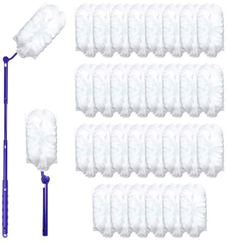 30PCS Fluffy Dusters Refills Compatible with FLASH Dusters, Microfiber Fluffy Dusters Refills with Extender Handle and 270 Degree Short Handle,Disposable Electrostatic Duster for Home and Car Cleaning