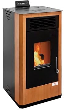 EIDER BIOMASA - Estufa de Pellets 10,57Kw CANALIZABLE | Eficiente y Silenciosa | 15kg Depósito | Calefacción hasta 200m³ | Doble Cámara y Cristal Limpio | Automática | Madera.