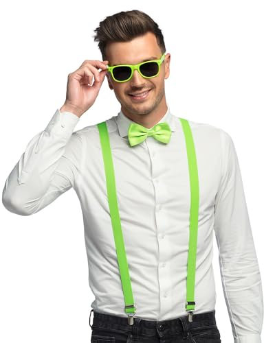 Boland - Set di costumi 3 pezzi, set di accessori con bretelle, occhiali e papillon, per festival, JGA, carnevale e feste a tema