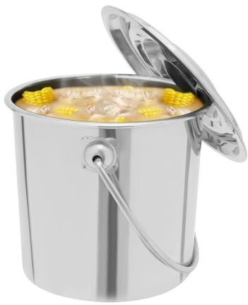 TESUGN Edelstahleimer 12L, Eimer Edelstahl Kücheneimer Futtereimer Milcheimer Edelstahleimer Lebensmittel Eiskübel mit Deckel