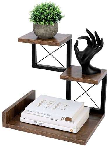 BELLE VOUS Schreibtischregal mit DREI Etagen - Schreibtisch Regal aus Holz - Kleines Bücherregal - Schreibtischaufsatz - Schaffe Ordnung
