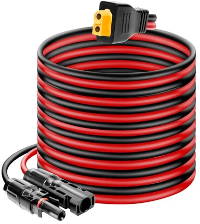 Solarmodul-Stecker auf XT60-Anschlusskabel, 15 m, 10 AWG Solar auf XT60 Ladeverlängerungskabel, XT60 (Stecker weiblich), Kabel für Wohnmobil, faltbares Solarpanel, tragbares Kraftwerk, Solargenerator