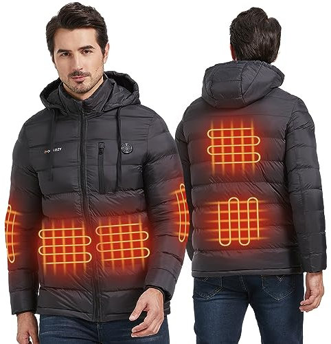 Gokozy Beheizbare Jacke Beheizbare Weste für Herren Beheizte Weste mit 10000mAh Battery, 3 Stufen einstellbar, wählbare Heizbereiche, Geschenk für Männer perfekt für Outdoor, Hundespaziergang