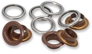 Prym 542550 Ösen mit Scheiben, 11 mm, dunkelbraun/silberfarbig