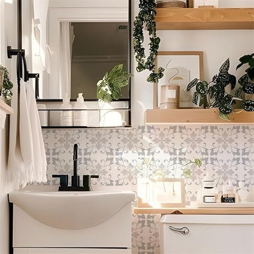 Fliesenaufkleber 15X15CM Hellblaue Blumen Küchenrückwand Folie 3d Fliesenaufkleber Bad PVC Klebefliesen Wasserdicht Selbstklebende Fliesen Leicht zu Schrubben Klebefliesen Boden(10PC)