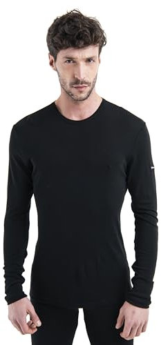 Icebreaker - Herren 175 Mittelschweres Everyday Top - Langarm Rundhals T-Shirt - 100% Merinowolle Basisschicht - Black/Enamel, M