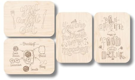 Set 4 Taglieri da Cucina Professionali in Legno, Porta Cocktail Aperitivo Formaggio Pane Stuzzichini, Piatto da Portata per Bar Pub Casa, 28 x 20 cm (Aperitivo)
