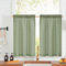 Vangao Nautische Scheibengardinen Küche Gestreifte Leinenoptik Gardinen,Kurzer Vorhang Modern Boho Küchenvorhang,Lichtfilterung Fenstergardinen für Wohnzimmer Badezimmer 65Bx60H(cm) 2er Set Grün