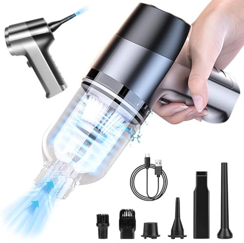 Unipampa Kabellos Handstaubsauger Akku 10KPA, Auto Staubsauger, Handstaubsauger Auto, Leicht Mini Staubsauger, Tragbar Handsauger, USB aufladbar, HEPA-Filter, Brushless Motor, fürAuto/Haus/Tierhaare