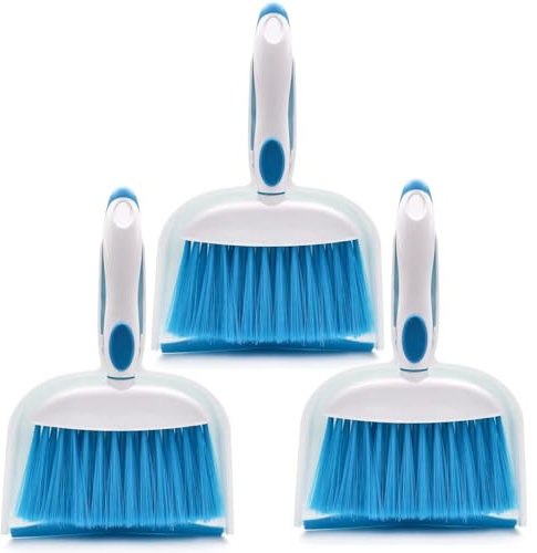 Broom Dustpan Brush Small Dust pan : Mini Broom and Dustpan Set Mini Dust pan and Brush Set Whisk Broom and Dustpan Set Small Broom and Dust pan Set for Desk, Home,Tent (Blue 3pcs)