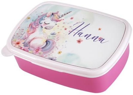 Striefchen® Brotdose für Mädchen mit Wunschnamen - Geschenkidee zur Schuleinführung (Einhorn)