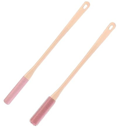 Toe Gap Cleaning Brush, Silicone Foot Scrubber for Shower, Foot Scrubber in Shower, 15.7 Foot Scrubber in Shower with Long Handle Silicone Foot Brush (1set,pink)