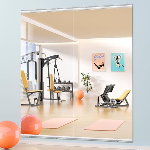 Hasipu 2PCS Ganzkörperspiegel 160x70cm, Spiegel Fitnessraum groß, Wandspiegel Spiegel Tanzspiegel, Gehärtetes Glas Rahmenlose Spiegel für Garage, Fitnessstudio, Zuhause Yoga
