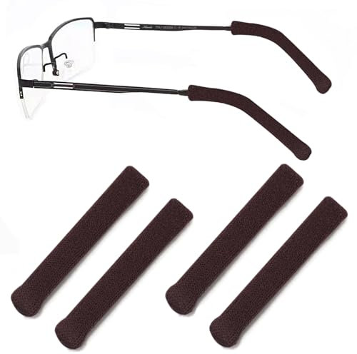 2 Paare Brillen Ohrenkissen Pads Anti Rutsch Brille Ohrhaken Brillenband für Lesebrillen,Universal-Ohrbügel Haken,Brillenhalter Antirutsch Brillenbügel für Sonnenbrillen,Gestrickte(Braun)