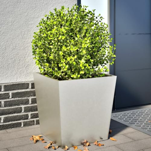 Hovothy Pflanzkübel 2 STK. Blumenkasten Pflanztopf Anzuchtbeet Wetterfest Kräuterbeet Blumenkübel für Balkon Pflanzbeet Pflanzenkübel Garten Pflanzkasten Hellgrau 50x50x50 cm Edelstahl