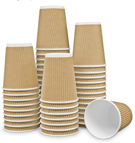 M25 packs Tazas de café de 8 onzas, sin tapas, 100 tazas de café desechables de color marrón, ideales para llevar