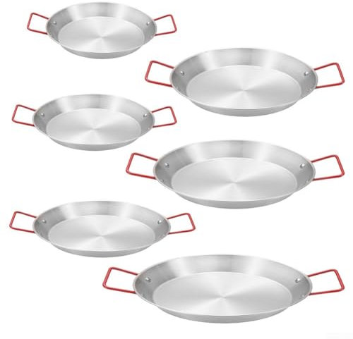 Besttoolifes Padella per paella, padella per frutti di mare per paella, riso e paella, ciotola per paella, piatto da portata, wok, vassoio per snack, in acciaio inox (22 cm)