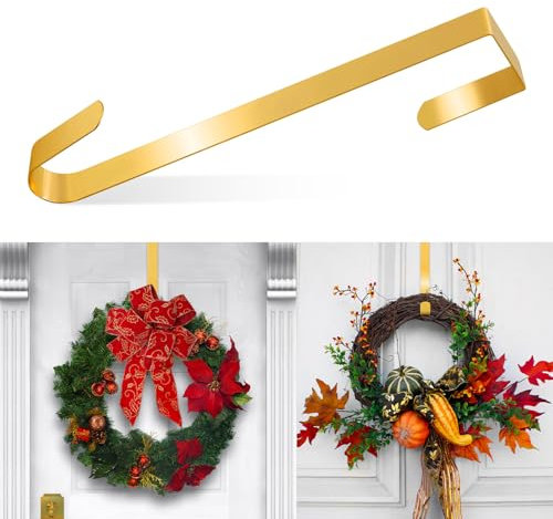 2 Stück Weihnachtskranz Haken Haustür Kranz Haken Haustür Kranz Haken Kranz Dekoration Haken Dekorative Haken (Gold, 30.5 cm)