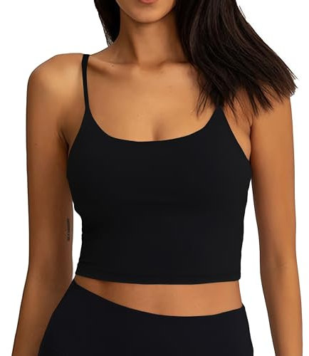 ATRACTIVOLL Women's Sports Tank Top, Basic Top Ärmellos, Atmungsaktiv und Leicht für Gym Yoga Casual Short Tank Top mit Spaghetti-Trägern M