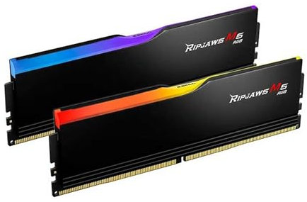G.Skill Ripjaws M5 RGB (Intel XMP) 32 Go (2 x 16 Go) DDR5 6000 MHz CL36-36-36-96 1,35 V Mémoire RAM pour ordinateur de bureau - F5-6000J3636F16GX2-RM5RK - Noir