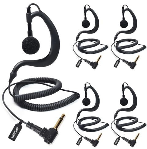 HYSHIKRA On Ear Headset 3.5mm Jack Single Ear Reception Only Walkie Talkie Headphones Compatible with Motorola Sepura Rexon Wouxun Kenwood Baofeng Quansheng Handheld radios (Forma G 5)
