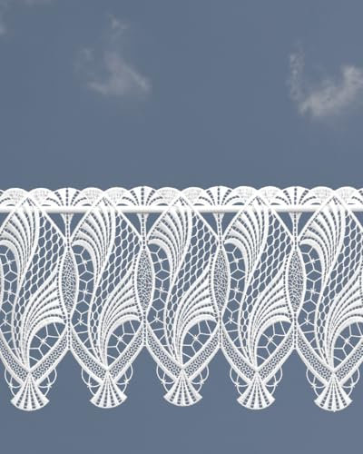 Generisch Feenhausgardine zarte Scheibengardine aus Spitze 20 cm hoch Plauener Stickerei - ideal für kleine Fenster (20x54 cm)