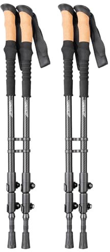Speeron Nordicwalking-Stock: 2 Paar Teleskop-Wanderstöcke, Carbon, Kork-Griff, höhenverstellbar (Nordic Walking Sticks, Gehstock)