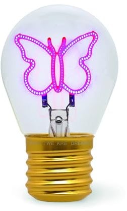 LEGAMI - Glühbirnenförmige Tischlampe, wiederaufladbar mit USB Kabel, kabellos, Glühbirnen Fiktion, Butterfly Thema, 6,8 x 10,3 cm