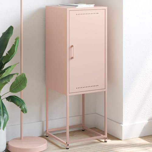 MOBCANT Highboard, Barschrank TV-Schrank Kabinettmöbel Schuhschrank Geeignet für Korridor Foyer Schlafzimmer Küche Rosa 36x39x107 cm Stahl