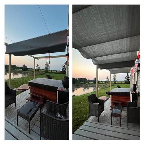 Pergola retrattile da esterno con tettoia parasole in metallo per giardino, spiaggia, portico, gazebo moderno, 1,5 x 7 m, ideale per barbecue e decorazione da cortile