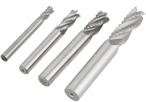 CNC -Router -Bits Cutter, CNC -Router -Bits Set, 4pcs 4 Flöten HSS Rauen -Endmühlen -Mühlenschneider M6 /M8 /M10 /M 12
