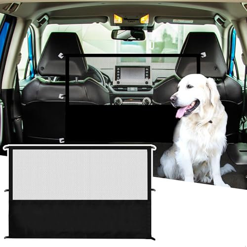 letuxaamz Barrera Seguridad Perros Coche, Barrera para Perros Coches, Vallas para Perros Barreras Canis Multifuncionales para Asientos Traseros de SUVs, Pickups, Coches Pequeños, Negro (113 * 80cm)