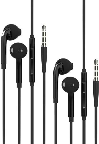 Cuffie con Filo 3,5mm(2pack)Compatibile per Samsung Galaxy Microfono Auricolari Gaming Adattatore PC computer In Ear Stereo Jack Cavo android Smartphone Musica MP3 PS5 Running Audio Earbuds Auricolare