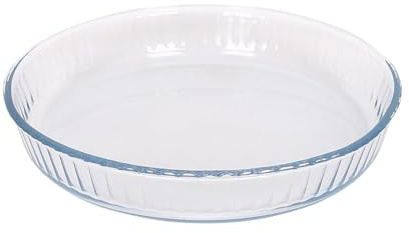 Argon Tableware Optical Round Glass Oven Dish - 26cm x 26cm - 1x Small Deep Baking Casserole Lasagne Roasting Roaster Cooking Tray Bowl | Microwave Safe, Freezer Safe